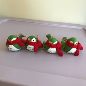 Target Wondershop Featherly Friends Christmas Fabric Bird Ornaments Lot of 4
